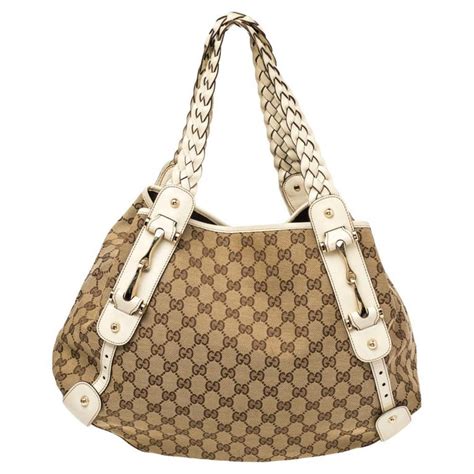 gucci pelham white leather|Gucci Pelham Bag In GG Logo Canvas White Leather Accent.